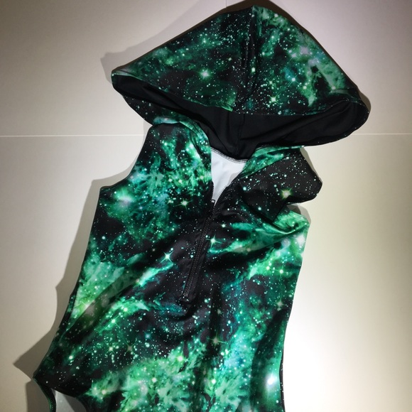 Blackmilk Other - Blackmilk Emerald Galaxy Hooded Bodysuit